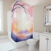 水彩山富士ダスク日本のスタイル シャワーカーテン (インサイチュ)