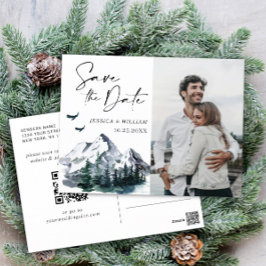 水彩山岳写真 ウェディング セーブ・ザ・デート ポストカード