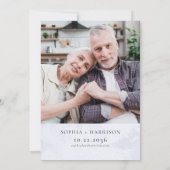 水彩山岳地帯で誓いの更新を誓う写真 招待状 (裏面)