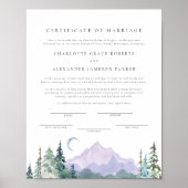 水彩山岳婚姻証明書 ポスター (正面)