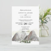 水彩山岳結婚式招待状 招待状 (スタンド正面)