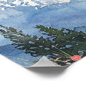 水彩山岳花卉婚礼座位表 ポスター (角)