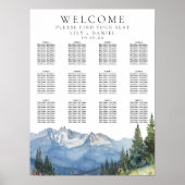 水彩山岳花卉婚礼座位表 ポスター (正面)