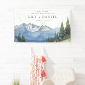 水彩山岳花卉婚礼欢迎牌 横断幕 (インサイチュ)