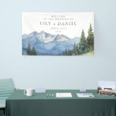 水彩山岳花卉婚礼欢迎牌 横断幕 (トレードショー)