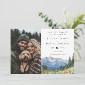 水彩山岳花卉照片婚礼 セーブザデート (スタンド正面)