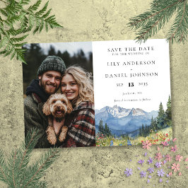 水彩山岳花卉照片婚礼 セーブザデート