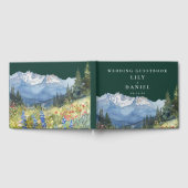 水彩山岳花卉翡翠綠婚禮 ゲストブック (全面)