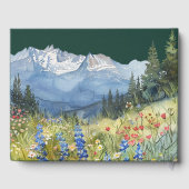 水彩山岳花卉翡翠綠婚禮 ゲストブック (裏面)