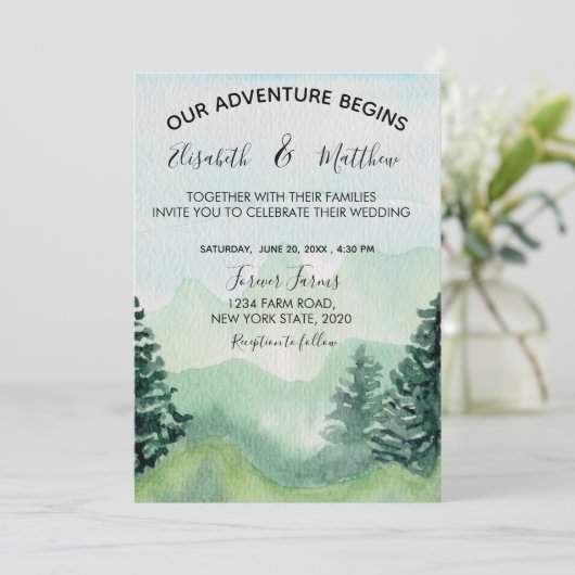水彩山岳 ウェディング 招待状 (スタンド正面)