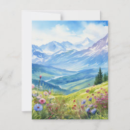 水彩山景背景 ノートカード