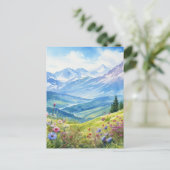 水彩山景背景 ポストカード (スタンド正面)