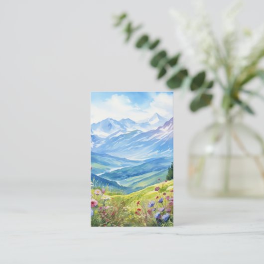 水彩山景背景 名刺 (スタンド正面)