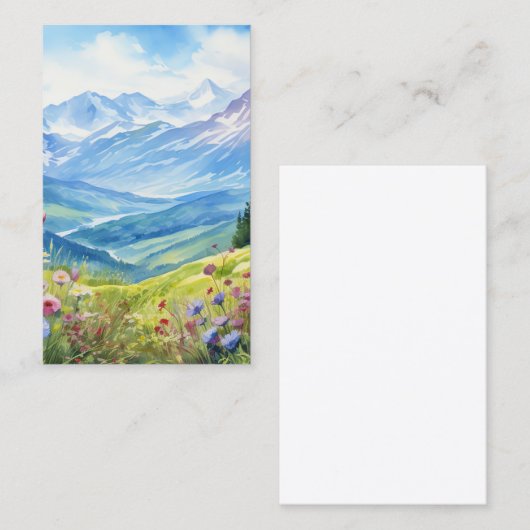 水彩山景背景 名刺 (正面/裏面)