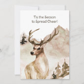 水彩山景色と鹿 シーズンカード (正面)