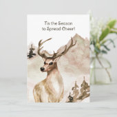 水彩山景色と鹿 シーズンカード (スタンド正面)