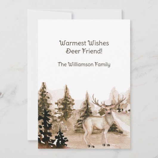 水彩山景色と鹿 シーズンカード (裏面)