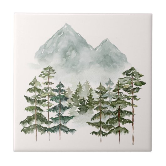 水彩山景色 タイル (正面)