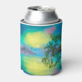 水彩山景色 缶クーラー