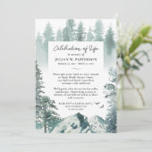 水彩山松生命の祝い写真 招待状 (スタンド正面)