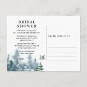 水彩山林の動物ブライダルシャワー インビテーションポストカード (裏面)