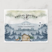 水彩山林の動物ブライダルシャワー インビテーションポストカード (正面)