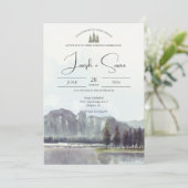 水彩山林の木々レイク結婚ズ 招待状 (スタンド正面)
