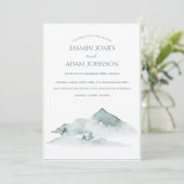水彩山林の緑豊かな冬の結婚式 招待状 (スタンド正面)