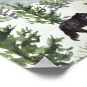 水彩山林クマパーソナライズされた ポスター (角)