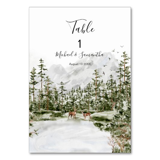 水彩山林乡村婚礼 テーブルナンバー (正面)