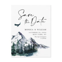 水彩山林婚礼保存日期