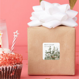 水彩山林素朴結婚ズ スクエアシール