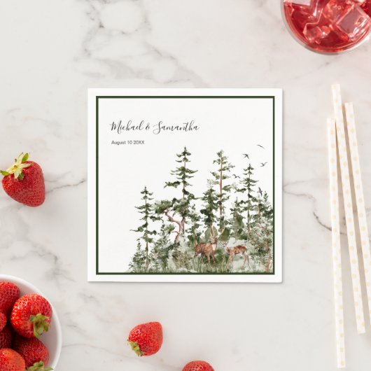 水彩山林素朴結婚ズ スタンダードカクテルナプキン (インサイチュ)