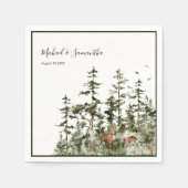 水彩山林素朴結婚ズ スタンダードカクテルナプキン (正面)