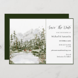 水彩山林素朴結婚ズ セーブザデート