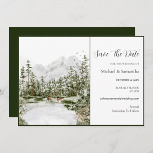 水彩山林素朴結婚ズ セーブザデート