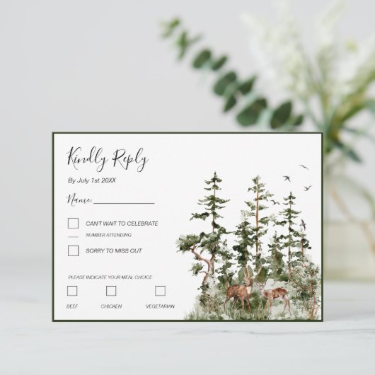 水彩山林素朴結婚ズ 出欠カード (スタンド正面)