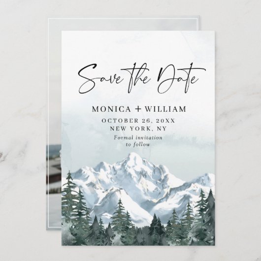 水彩山林結婚の写真救The セーブザデート (正面/裏面)