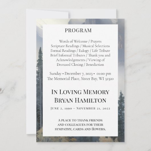 水彩山林葬祭プログラム 招待状 (裏面)