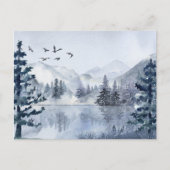 水彩山湖の冬の風景 シーズンポストカード (正面)