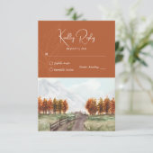 水彩山秋秋の木の葉結婚の 出欠カード (スタンド正面)