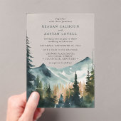 水彩山素朴松結婚 アクリル招待状 (インサイチュ (ポータブル))