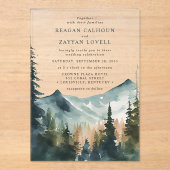 水彩山素朴松結婚 アクリル招待状 (正面)