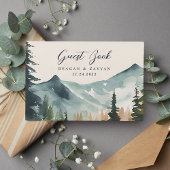 水彩山素朴松結婚 ゲストブック