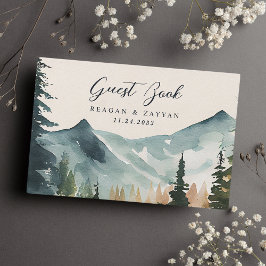 水彩山素朴松結婚 ゲストブック