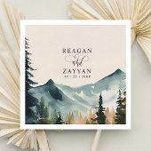 水彩山素朴松結婚 スタンダードカクテルナプキン