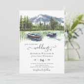 水彩山素朴湖とボート結婚ズ 招待状 (スタンド正面)