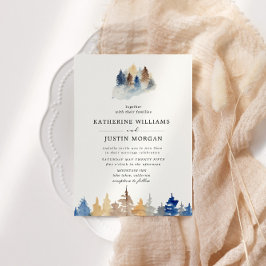水彩山素朴結婚式招待状