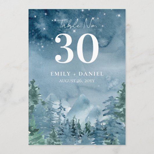 水彩山結婚の夕暮れ台番号5x7 (裏面)