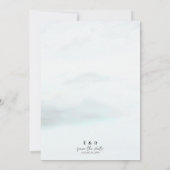 水彩山結婚ズダスティブルー素朴 セーブザデート (裏面)